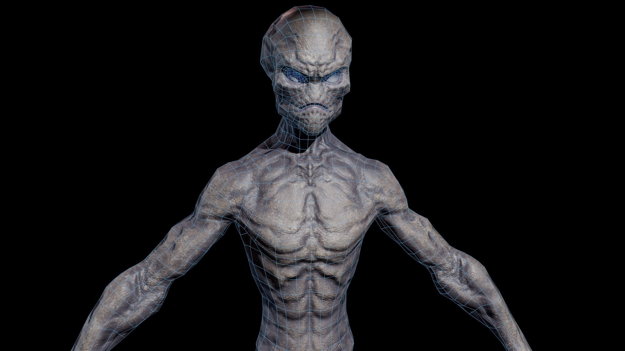 Alien v1  Animated and Game Ready Low-poly 3D model_16