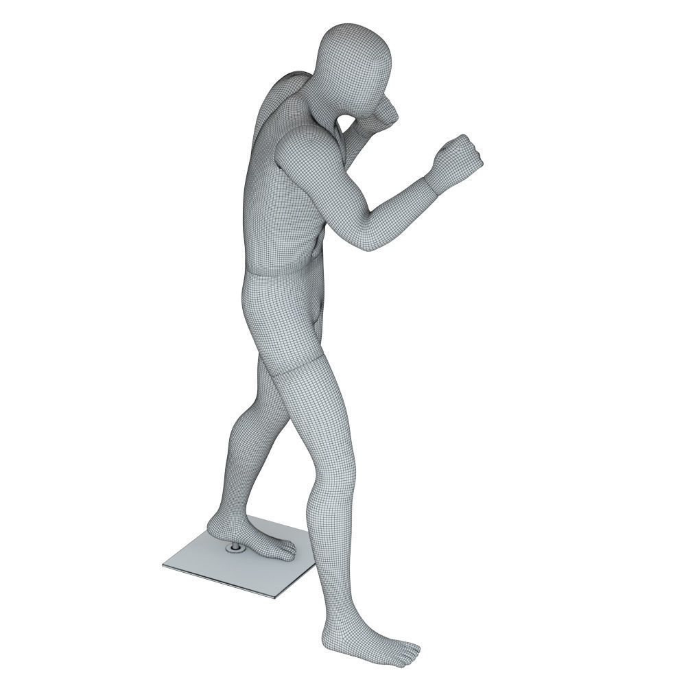 Male black mannequin in boxing pose 3D model_7