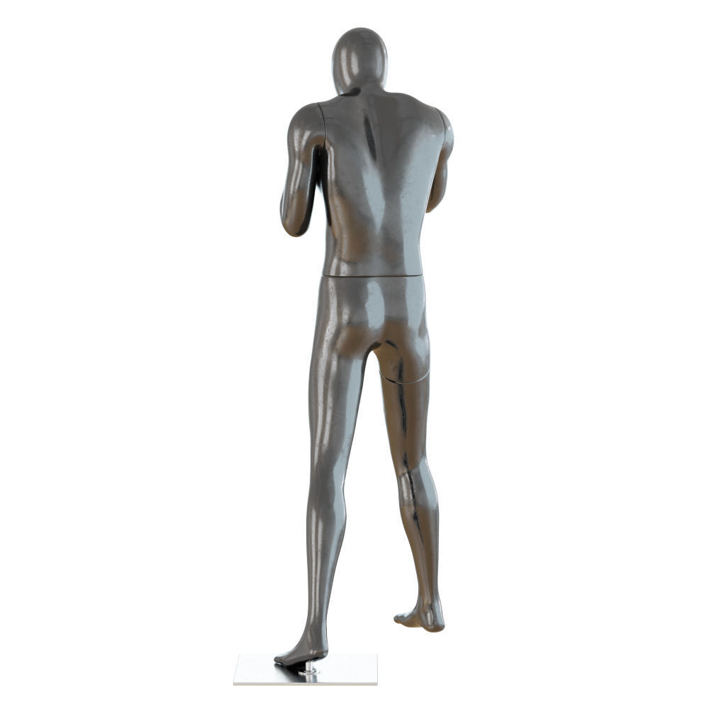 Male black mannequin in boxing pose 3D model_3