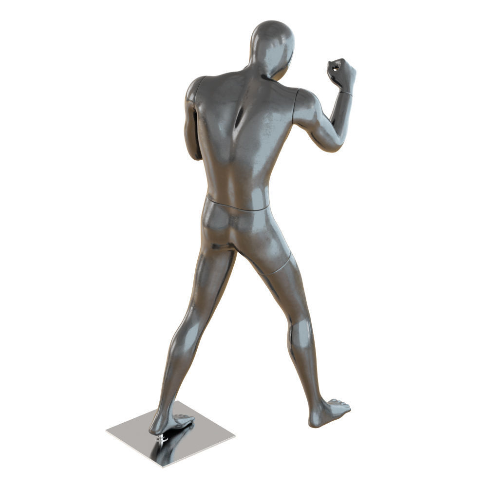 Male black mannequin in boxing pose 3D model_5