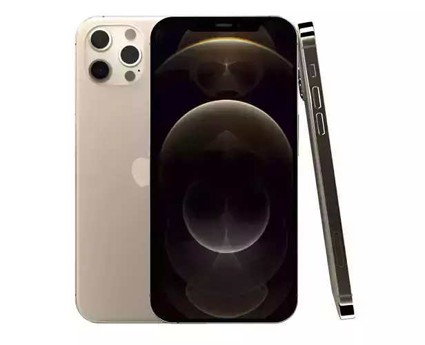 Apple iPhone 12 Pro Max Gold Low-poly 3D model