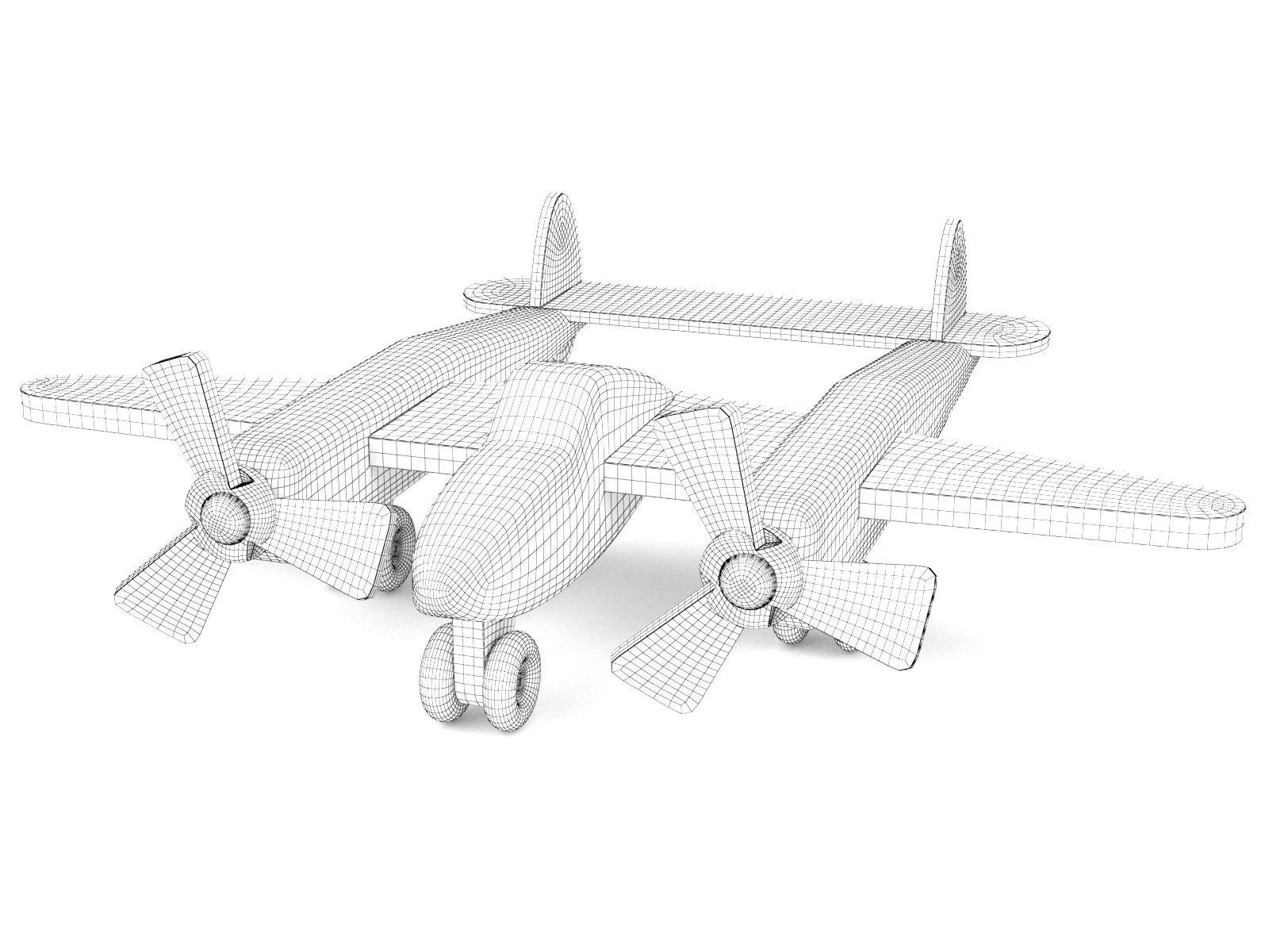 Wooden toy airplane 06 3D model_1