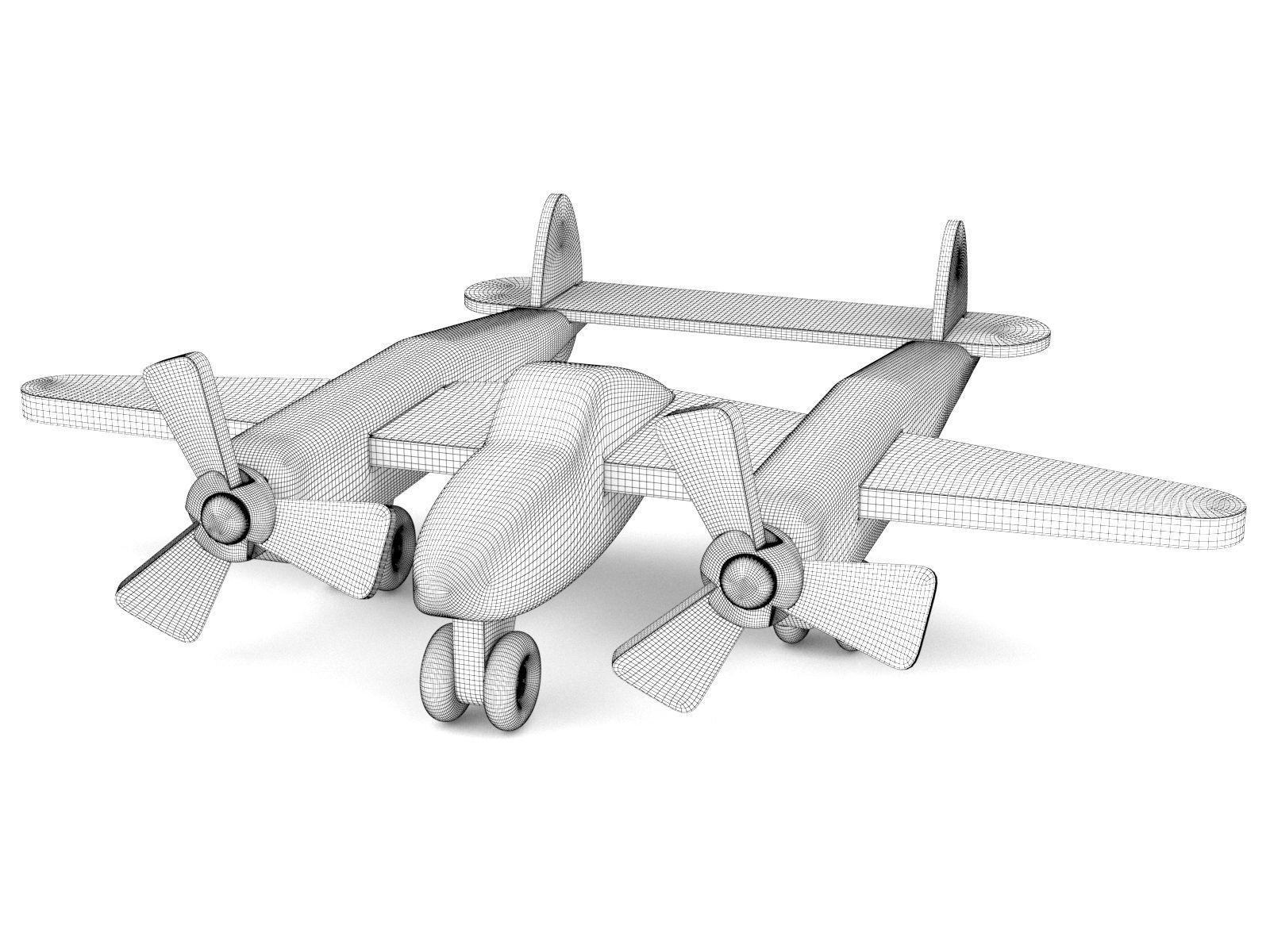 Wooden toy airplane 06 3D model_2