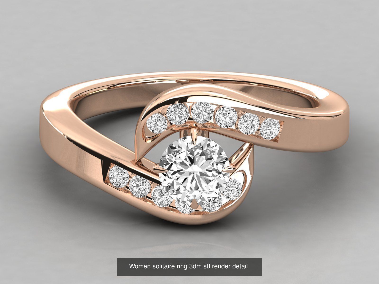 235 Women solitaire ring 3dm stl 9 render detail  3D Model Collection_145