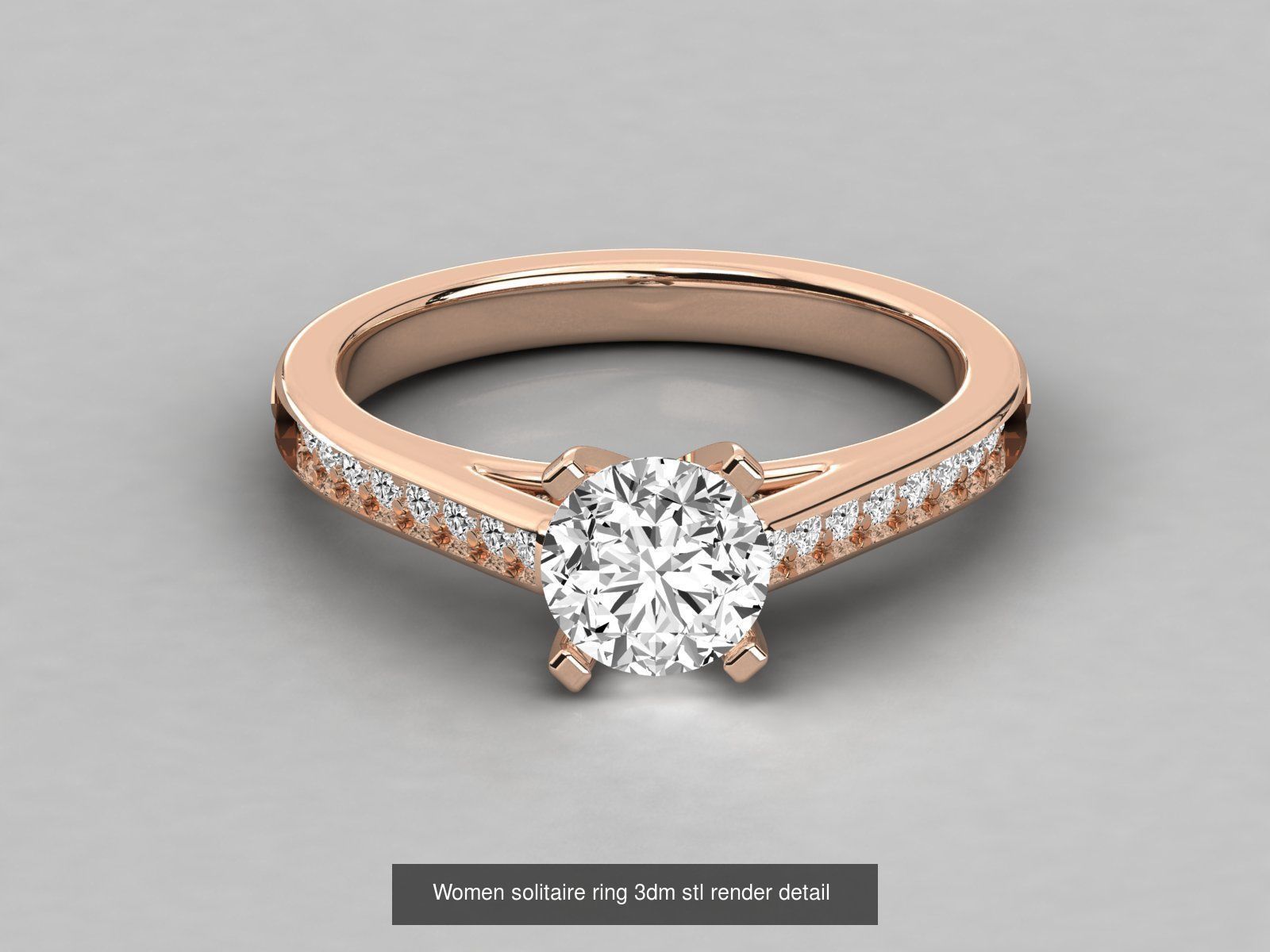 235 Women solitaire ring 3dm stl 9 render detail  3D Model Collection_53