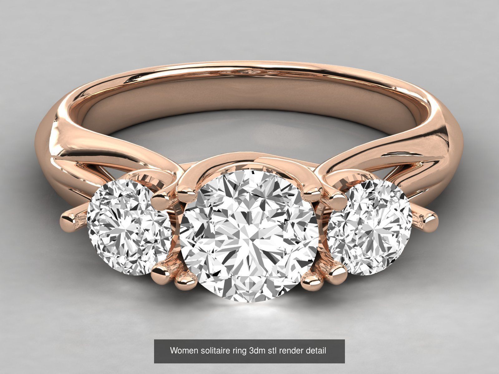 235 Women solitaire ring 3dm stl 9 render detail  3D Model Collection_90