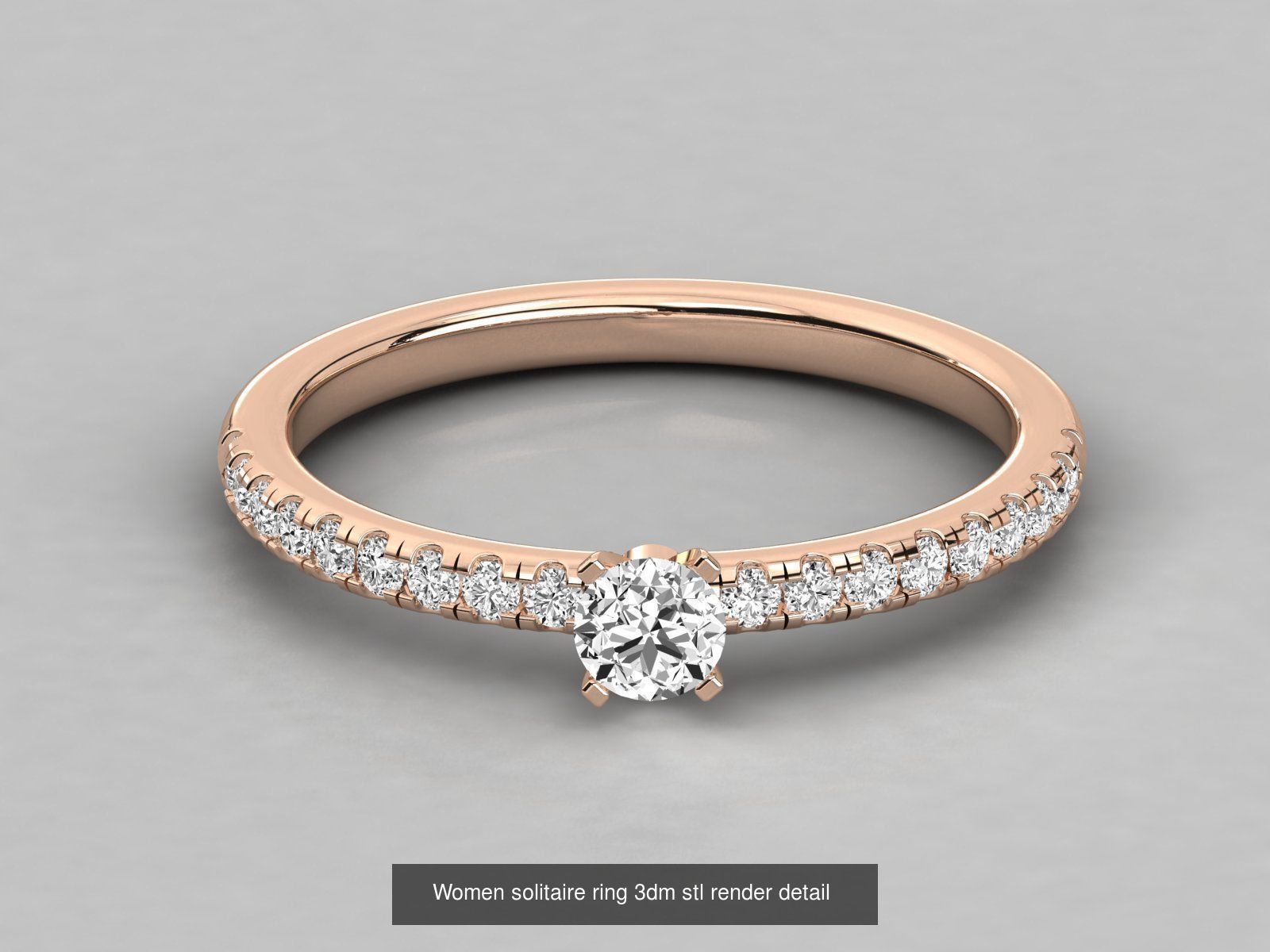 235 Women solitaire ring 3dm stl 9 render detail  3D Model Collection_61