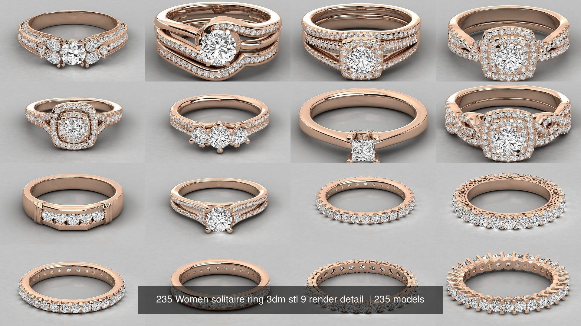 235 Women solitaire ring 3dm stl 9 render detail  3D Model Collection_7