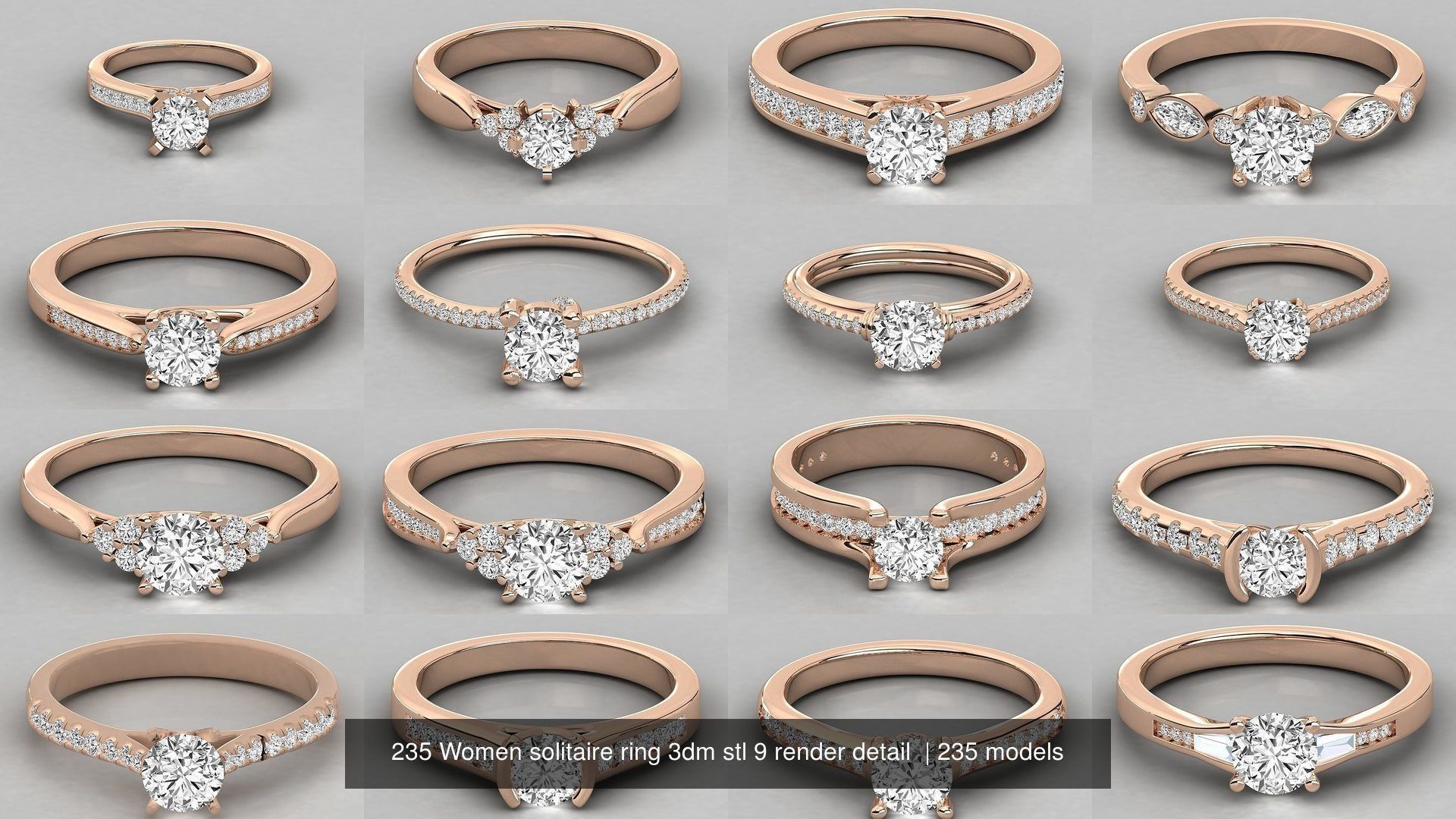 235 Women solitaire ring 3dm stl 9 render detail  3D Model Collection_40
