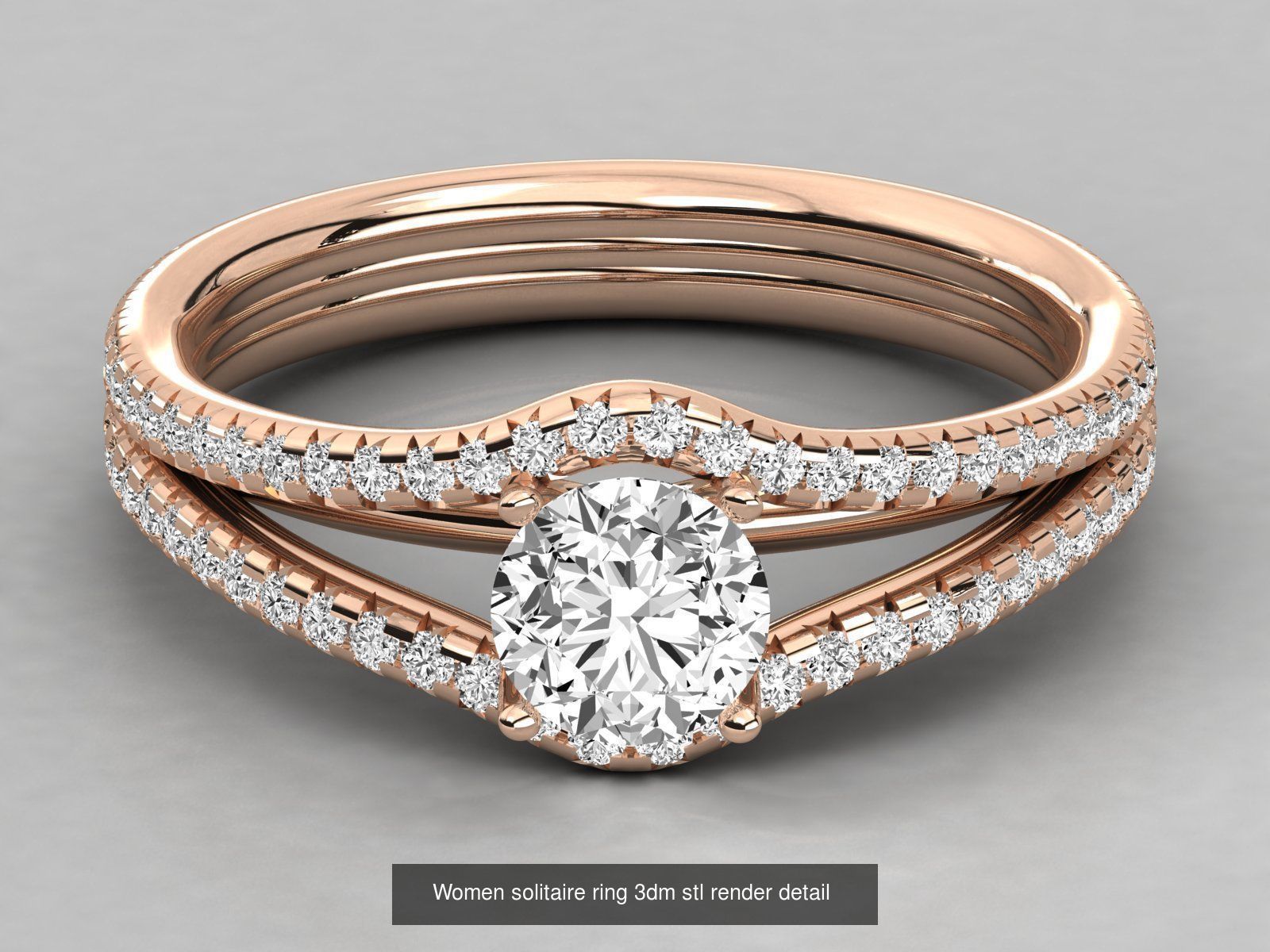 235 Women solitaire ring 3dm stl 9 render detail  3D Model Collection_130