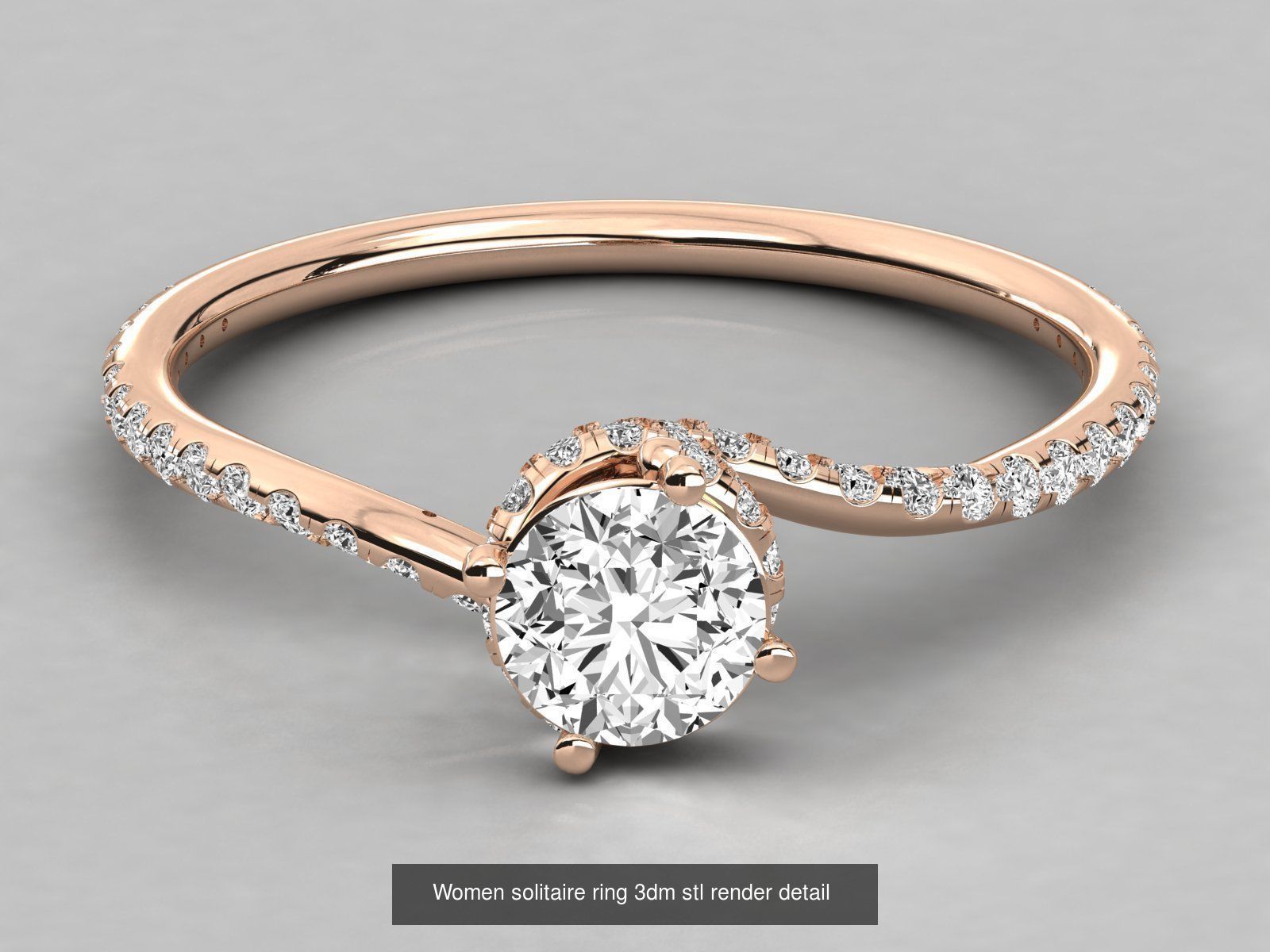 235 Women solitaire ring 3dm stl 9 render detail  3D Model Collection_132