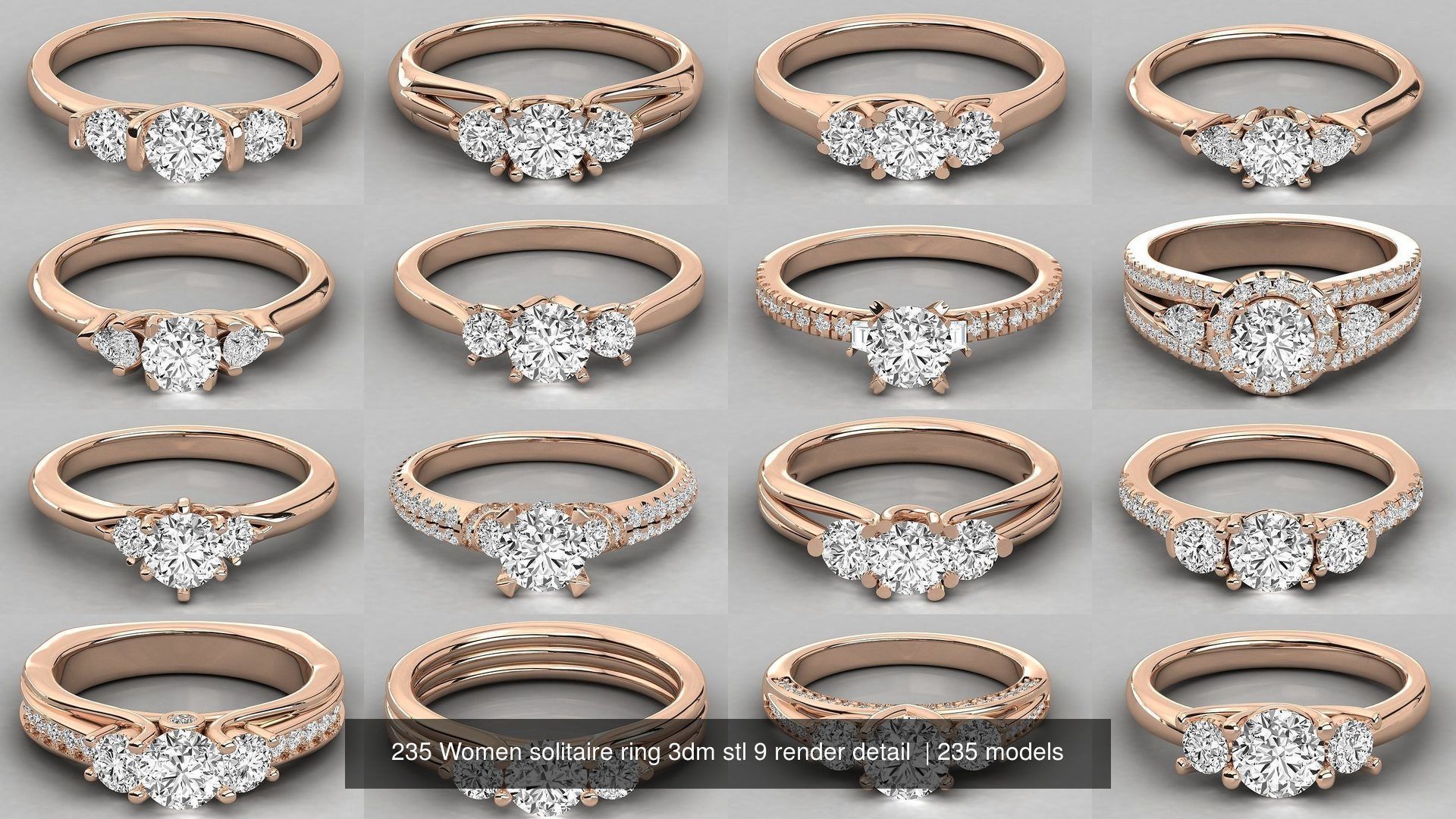 235 Women solitaire ring 3dm stl 9 render detail  3D Model Collection_3