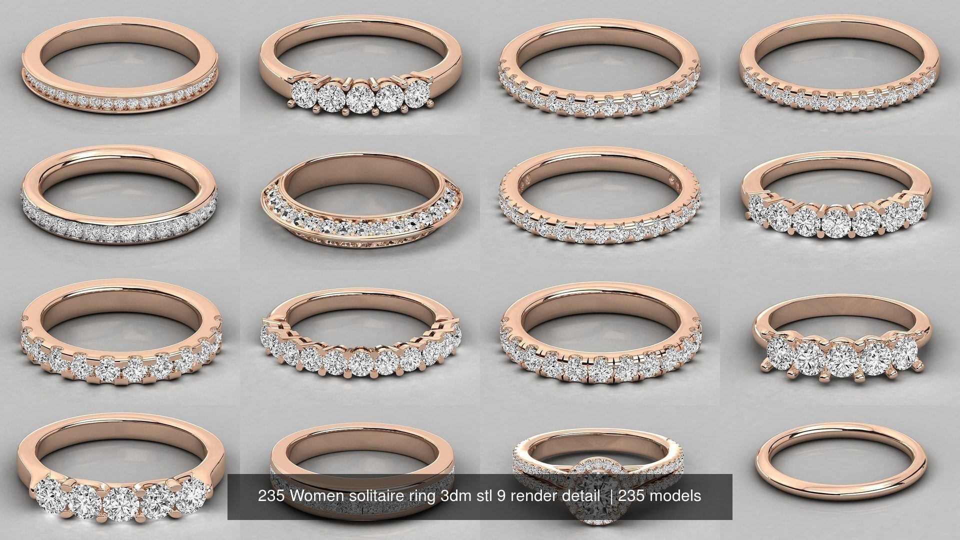 235 Women solitaire ring 3dm stl 9 render detail  3D Model Collection_32