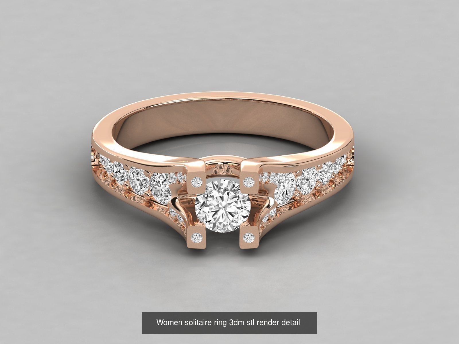 235 Women solitaire ring 3dm stl 9 render detail  3D Model Collection_153