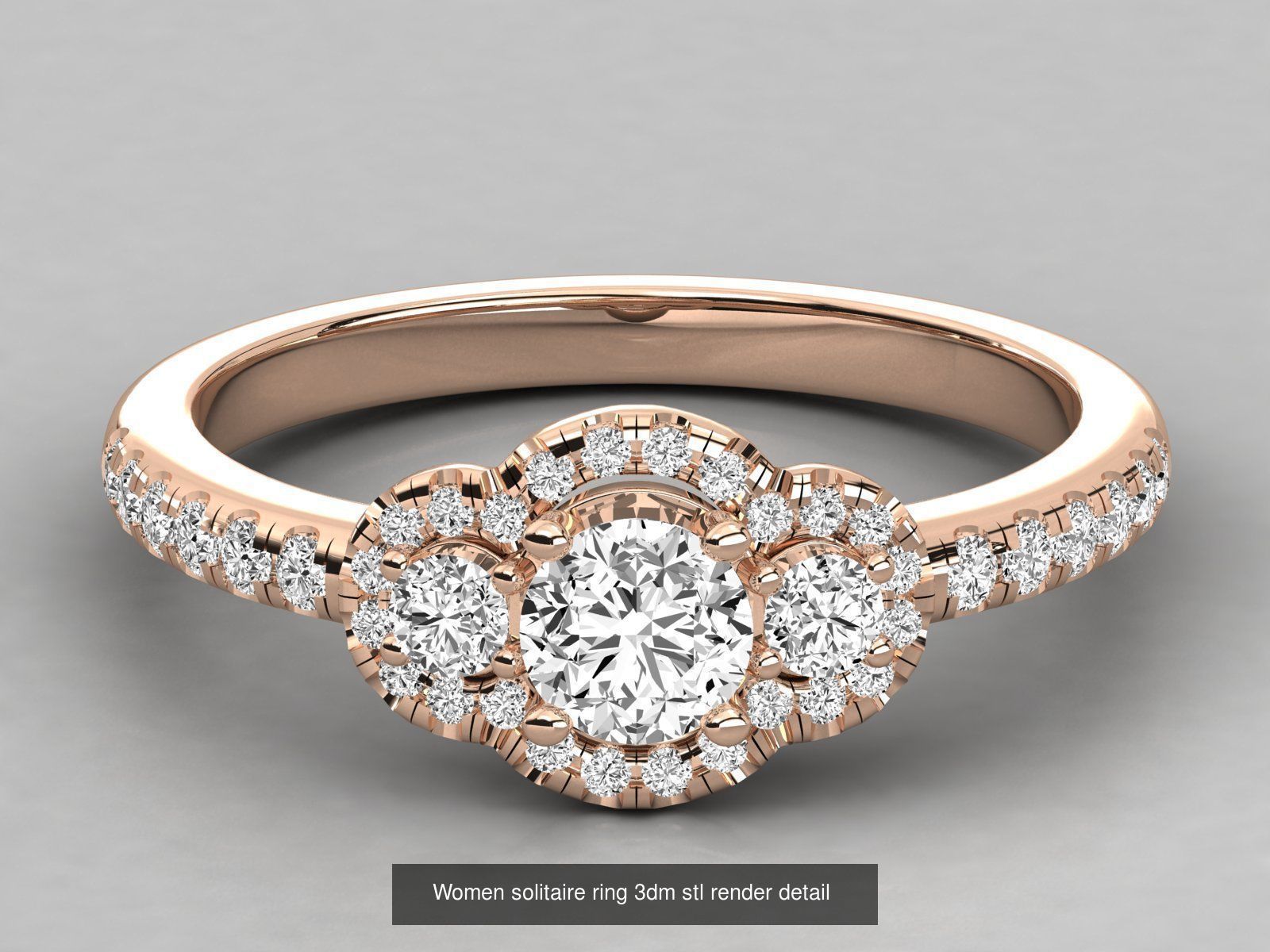 235 Women solitaire ring 3dm stl 9 render detail  3D Model Collection_159