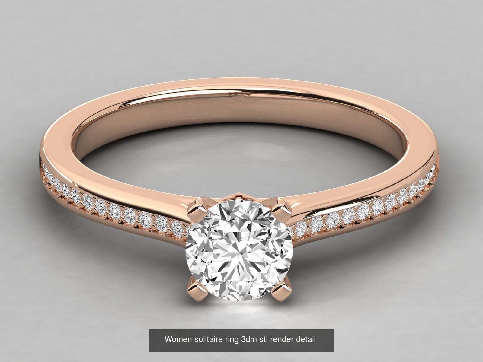 235 Women solitaire ring 3dm stl 9 render detail  3D Model Collection_68