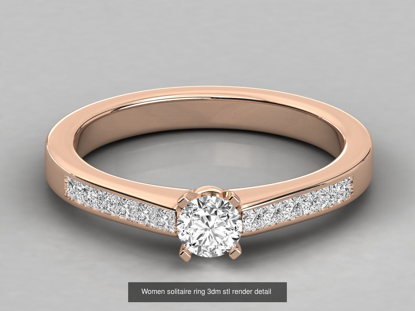 235 Women solitaire ring 3dm stl 9 render detail  3D Model Collection_56
