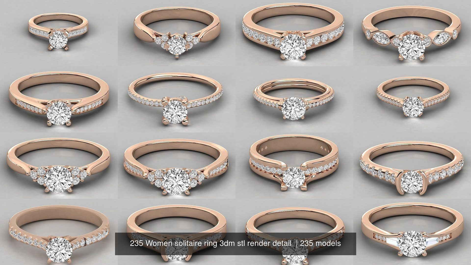 235 Women solitaire ring 3dm stl 9 render detail  3D Model Collection_55