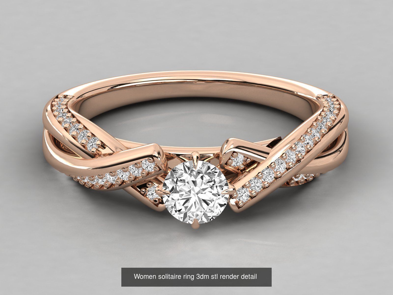 235 Women solitaire ring 3dm stl 9 render detail  3D Model Collection_158