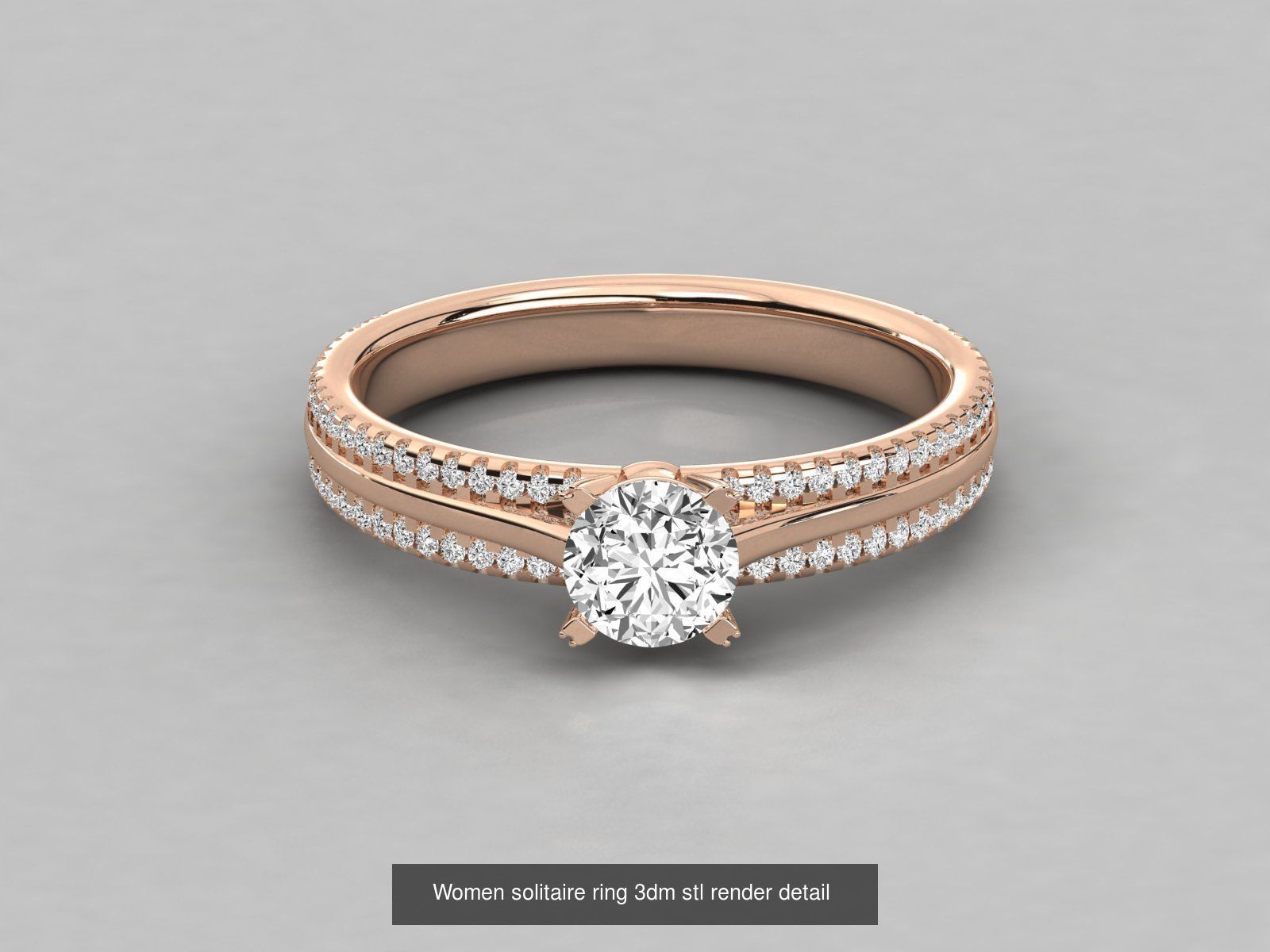 235 Women solitaire ring 3dm stl 9 render detail  3D Model Collection_144