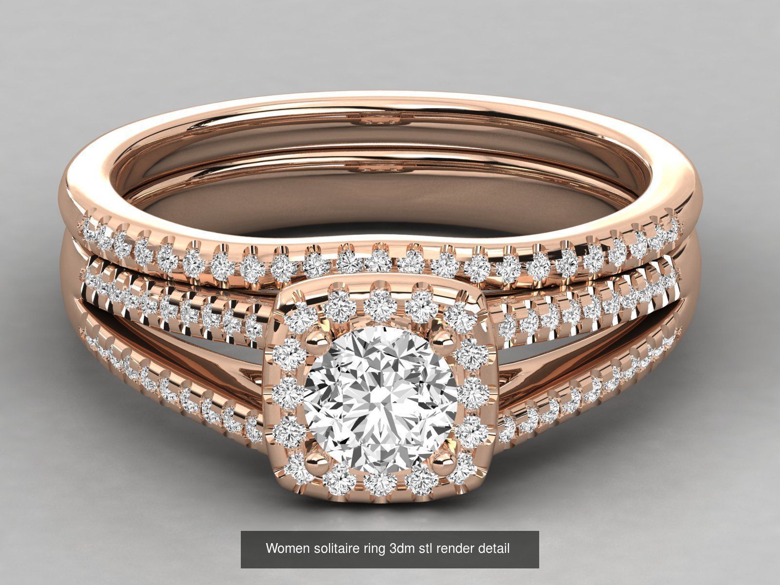 235 Women solitaire ring 3dm stl 9 render detail  3D Model Collection_107
