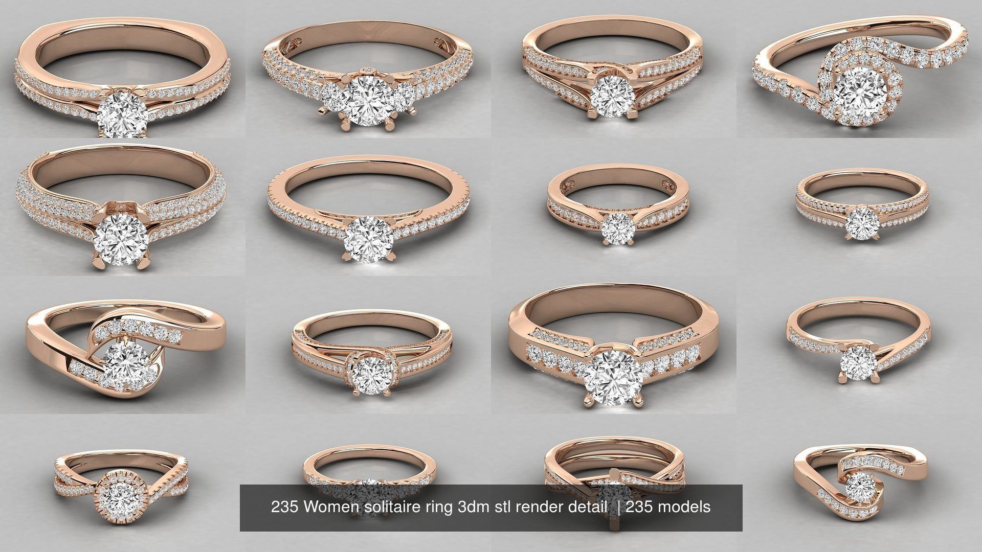 235 Women solitaire ring 3dm stl 9 render detail  3D Model Collection_33