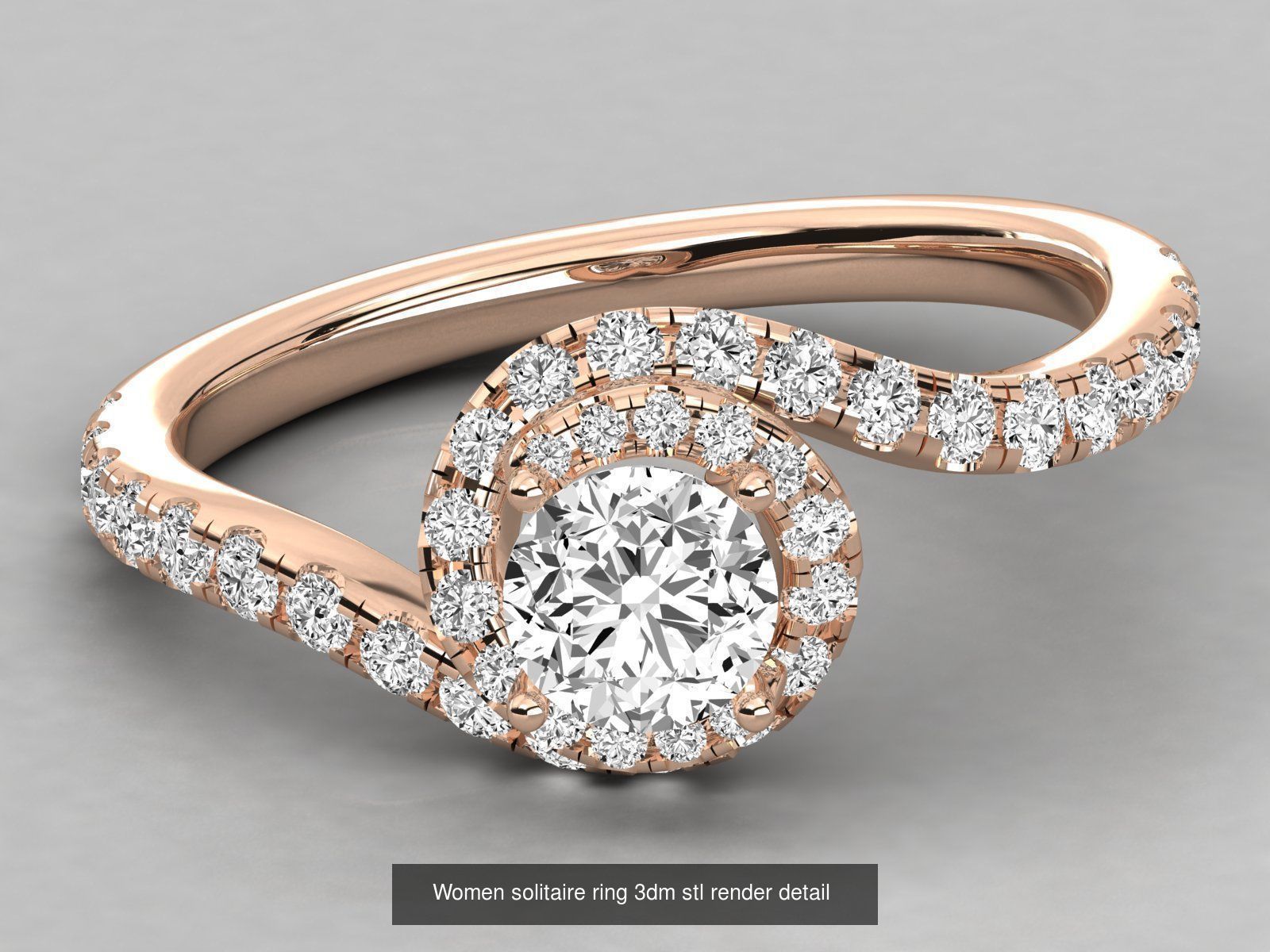 235 Women solitaire ring 3dm stl 9 render detail  3D Model Collection_140