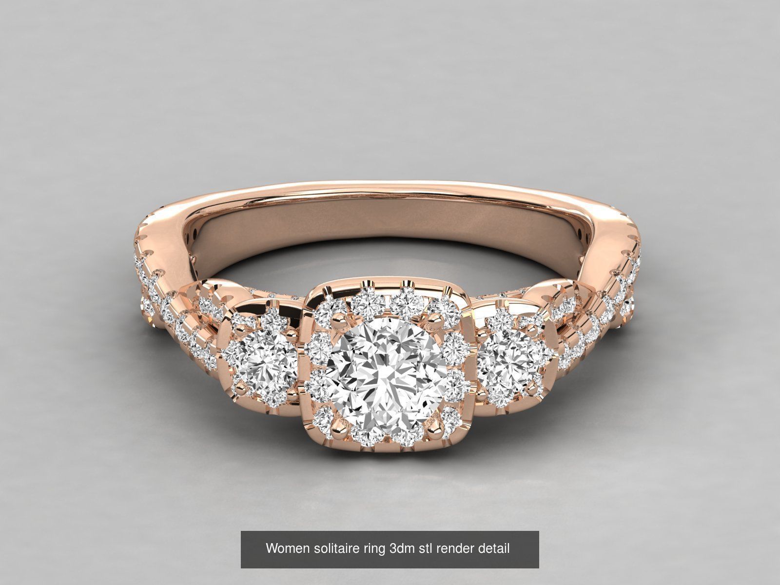 235 Women solitaire ring 3dm stl 9 render detail  3D Model Collection_70