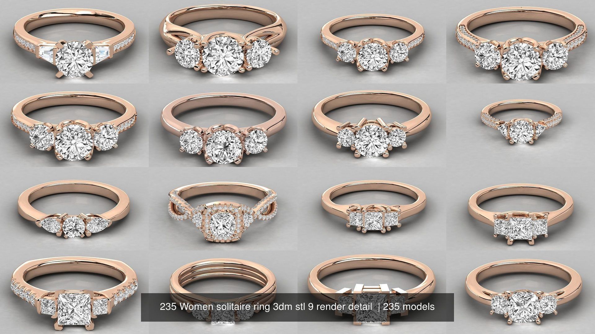 235 Women solitaire ring 3dm stl 9 render detail  3D Model Collection_8