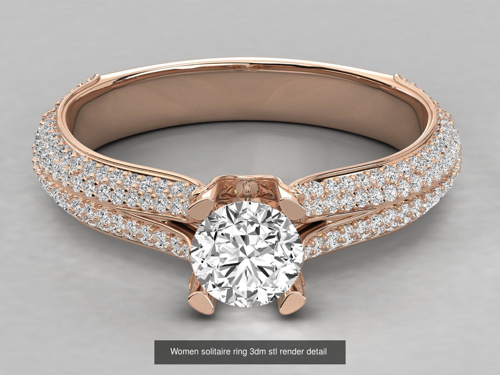 235 Women solitaire ring 3dm stl 9 render detail  3D Model Collection_141