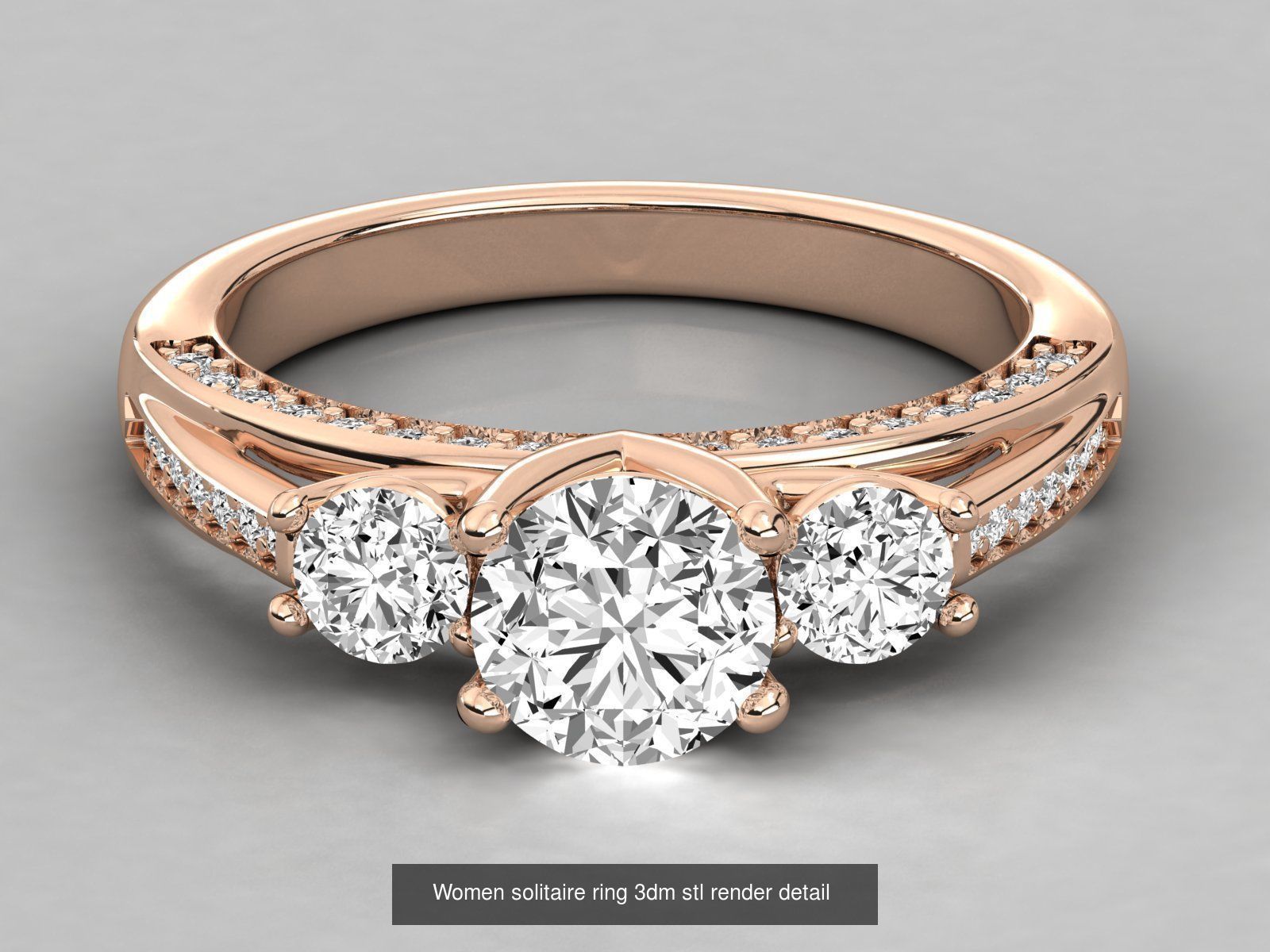 235 Women solitaire ring 3dm stl 9 render detail  3D Model Collection_87