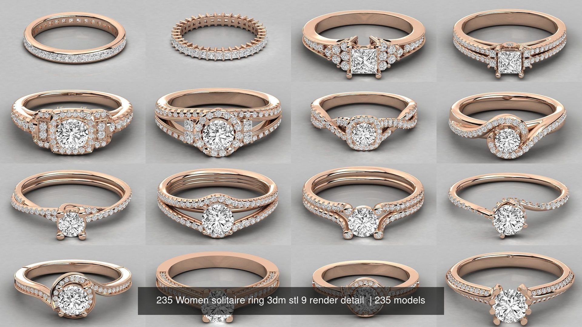 235 Women solitaire ring 3dm stl 9 render detail  3D Model Collection_9