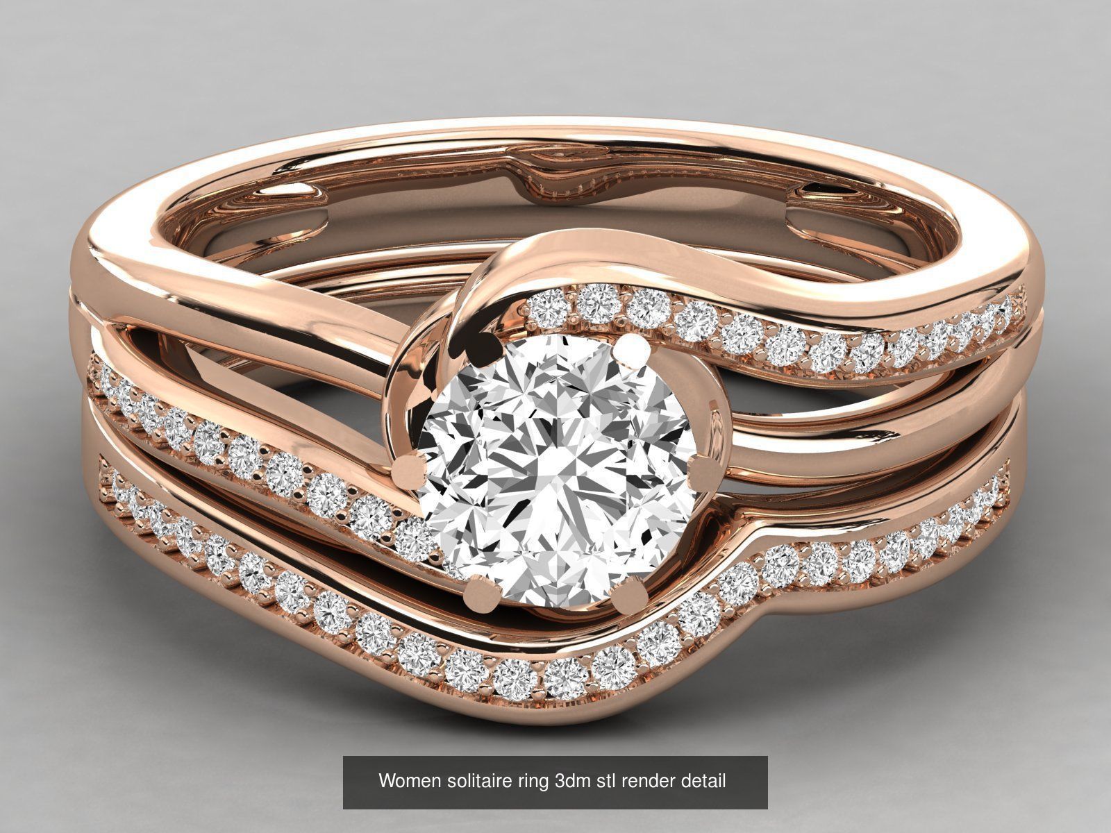 235 Women solitaire ring 3dm stl 9 render detail  3D Model Collection_106