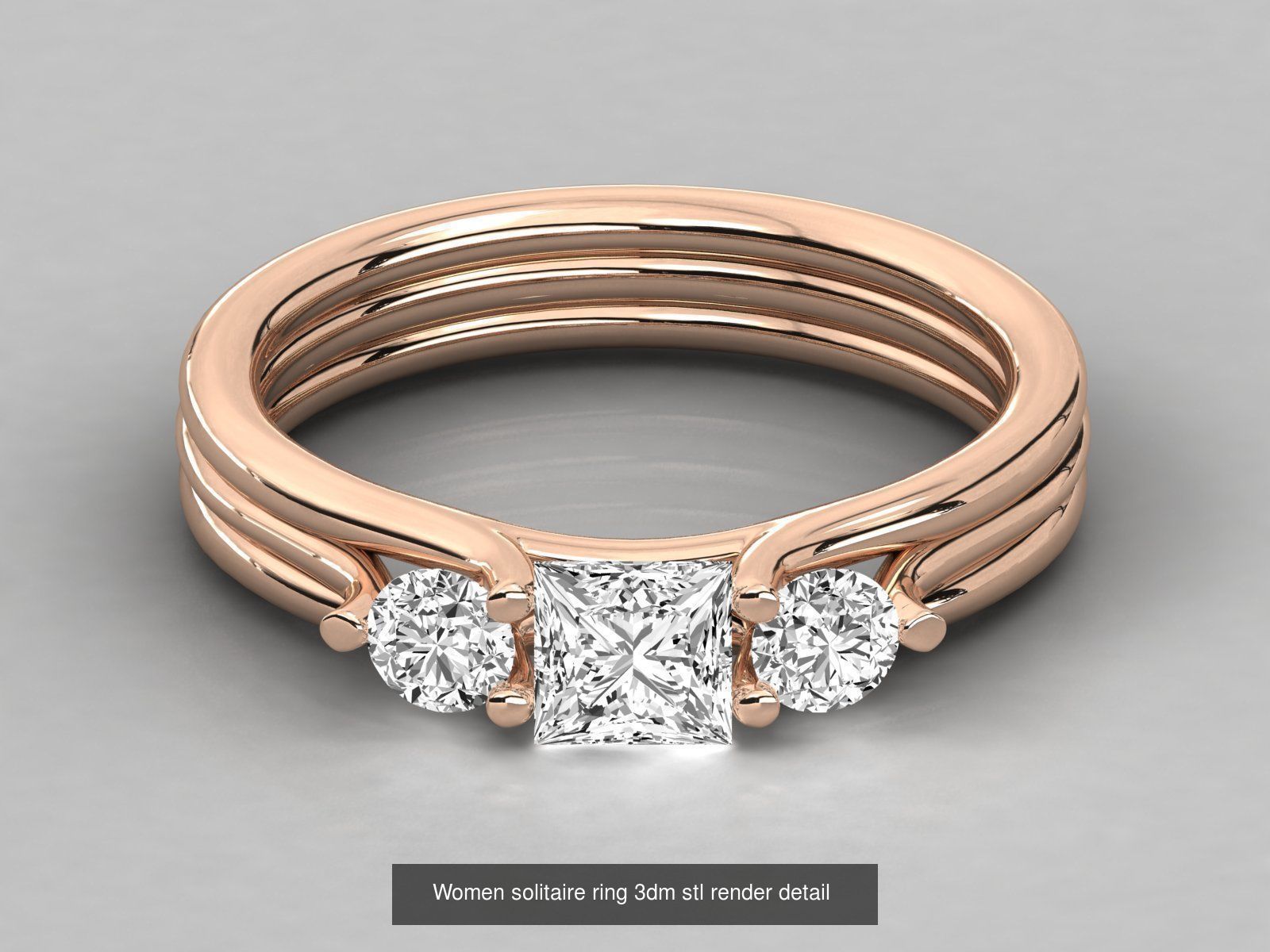 235 Women solitaire ring 3dm stl 9 render detail  3D Model Collection_102
