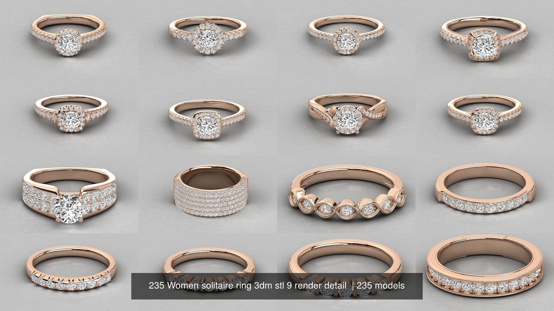 235 Women solitaire ring 3dm stl 9 render detail  3D Model Collection_16