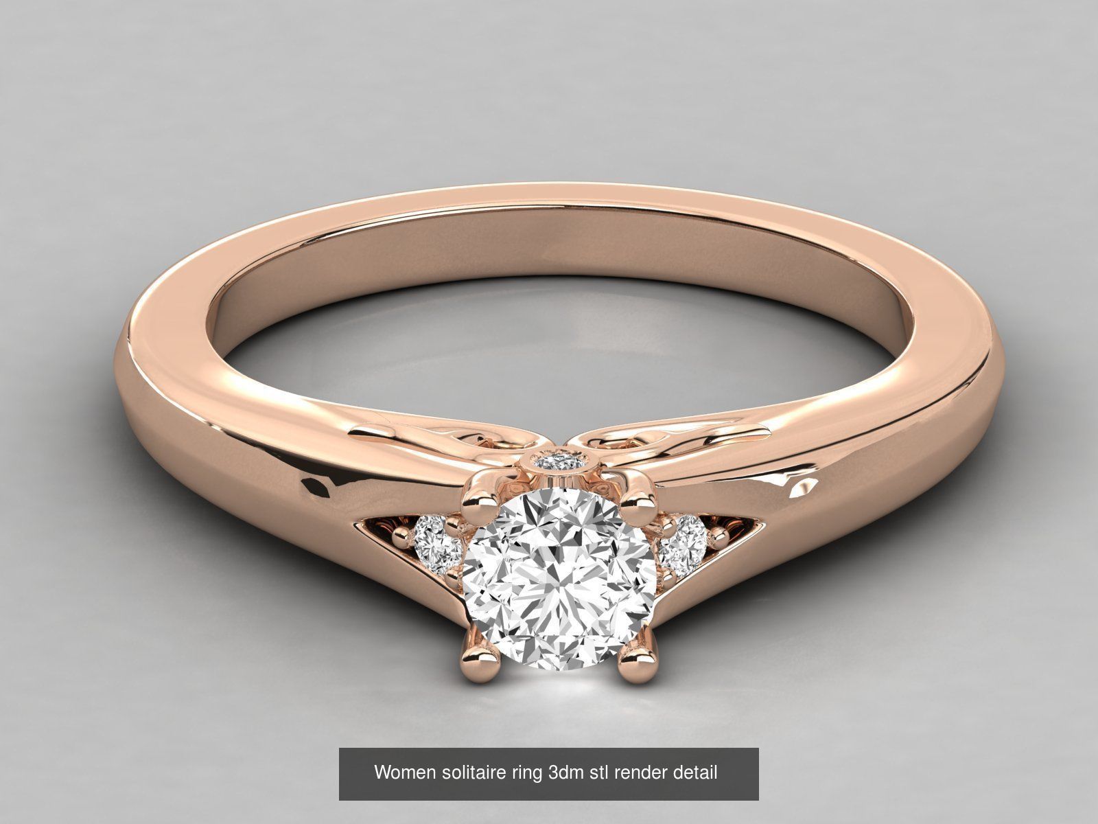 235 Women solitaire ring 3dm stl 9 render detail  3D Model Collection_207