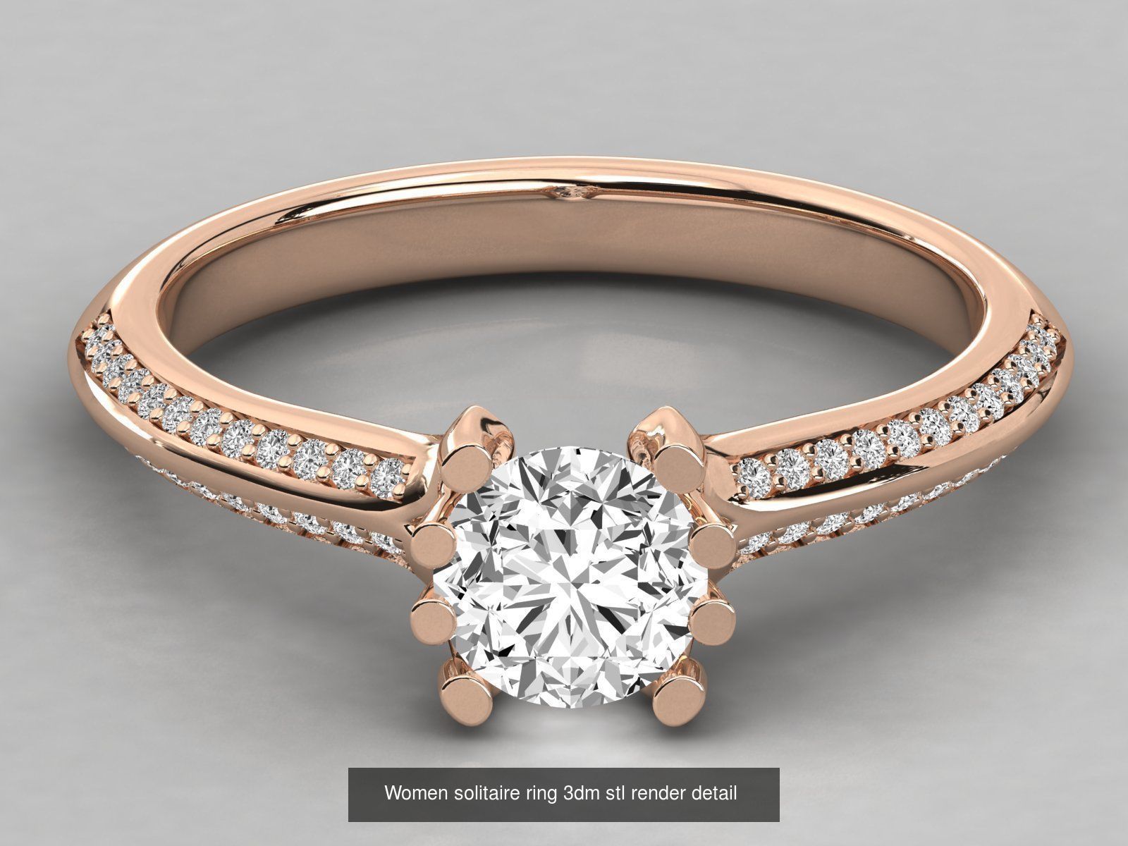 235 Women solitaire ring 3dm stl 9 render detail  3D Model Collection_136