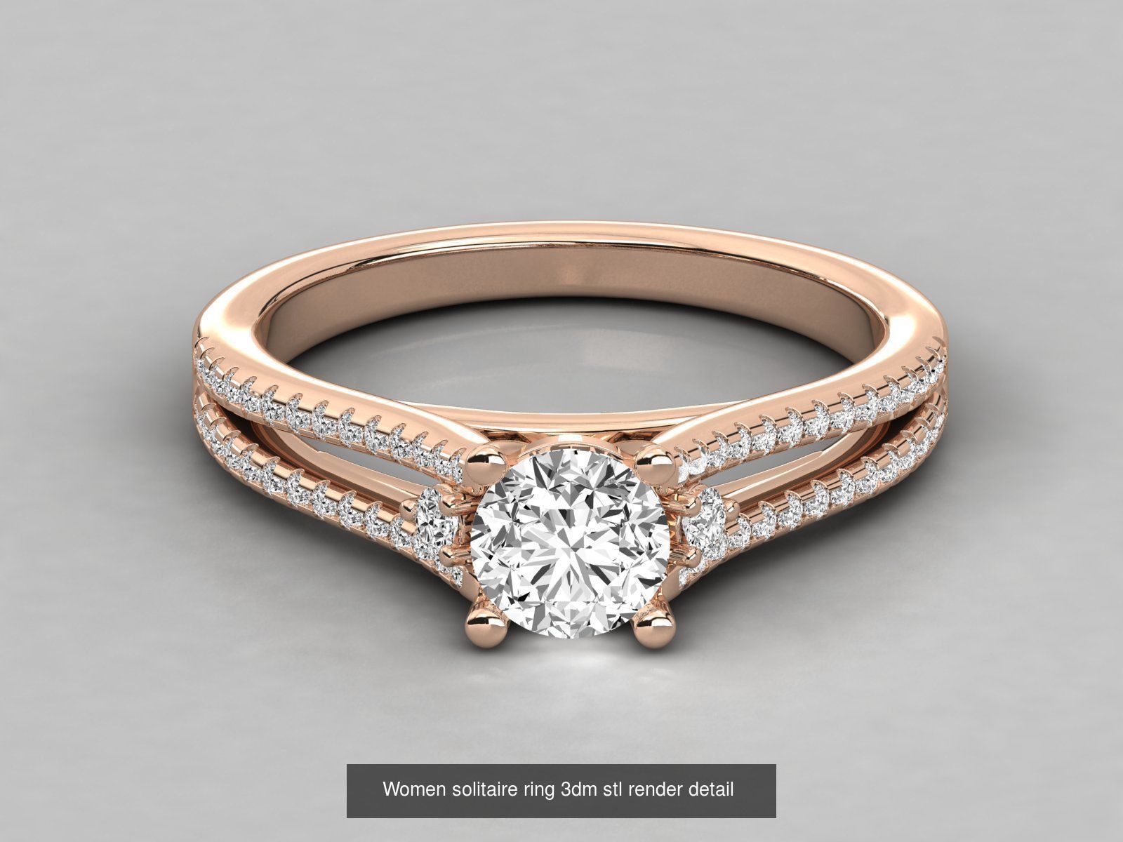 235 Women solitaire ring 3dm stl 9 render detail  3D Model Collection_114