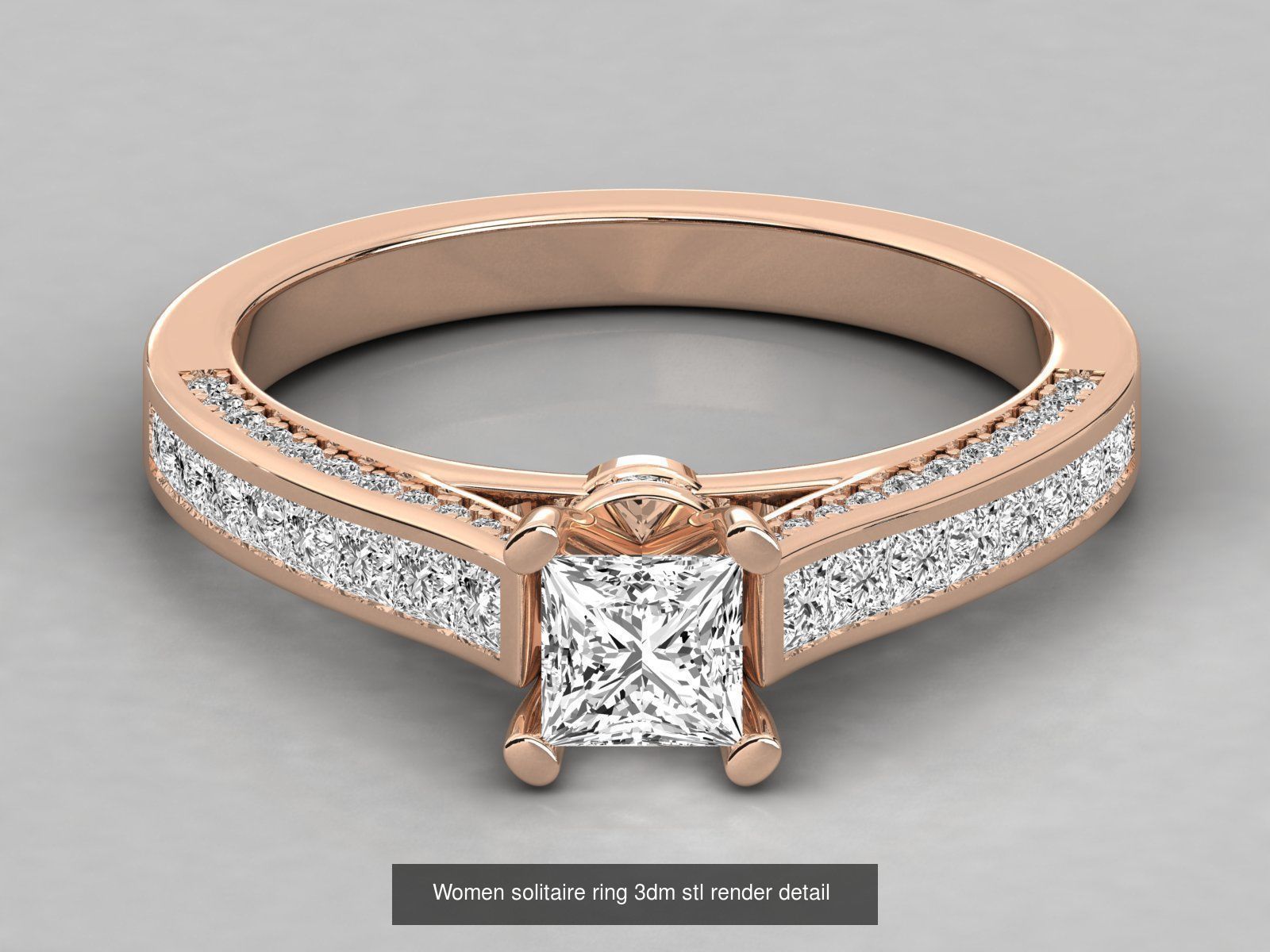 235 Women solitaire ring 3dm stl 9 render detail  3D Model Collection_62