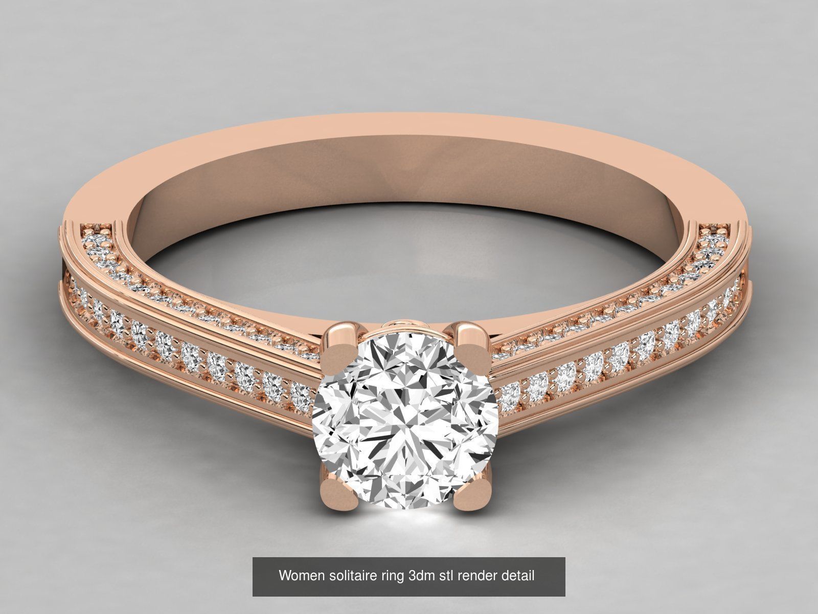 235 Women solitaire ring 3dm stl 9 render detail  3D Model Collection_134