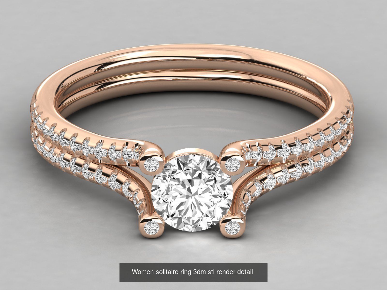 235 Women solitaire ring 3dm stl 9 render detail  3D Model Collection_131