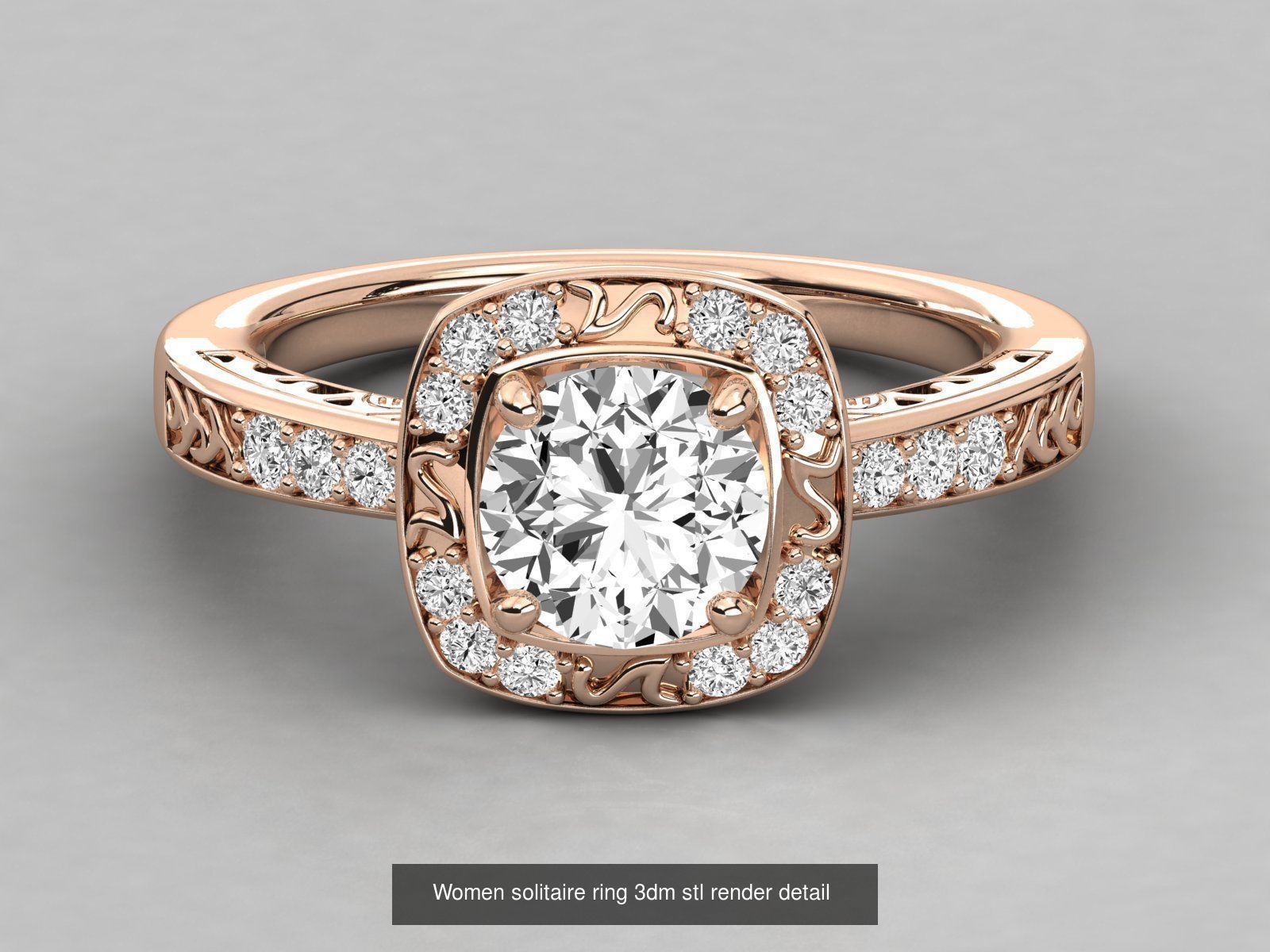 235 Women solitaire ring 3dm stl 9 render detail  3D Model Collection_191
