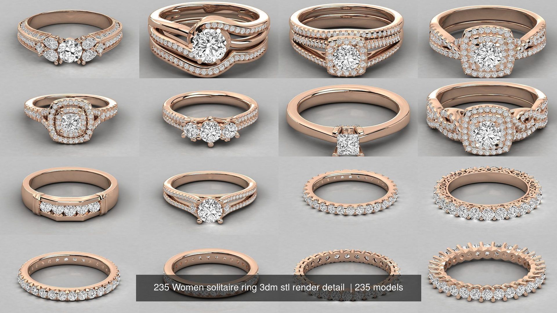 235 Women solitaire ring 3dm stl 9 render detail  3D Model Collection_21