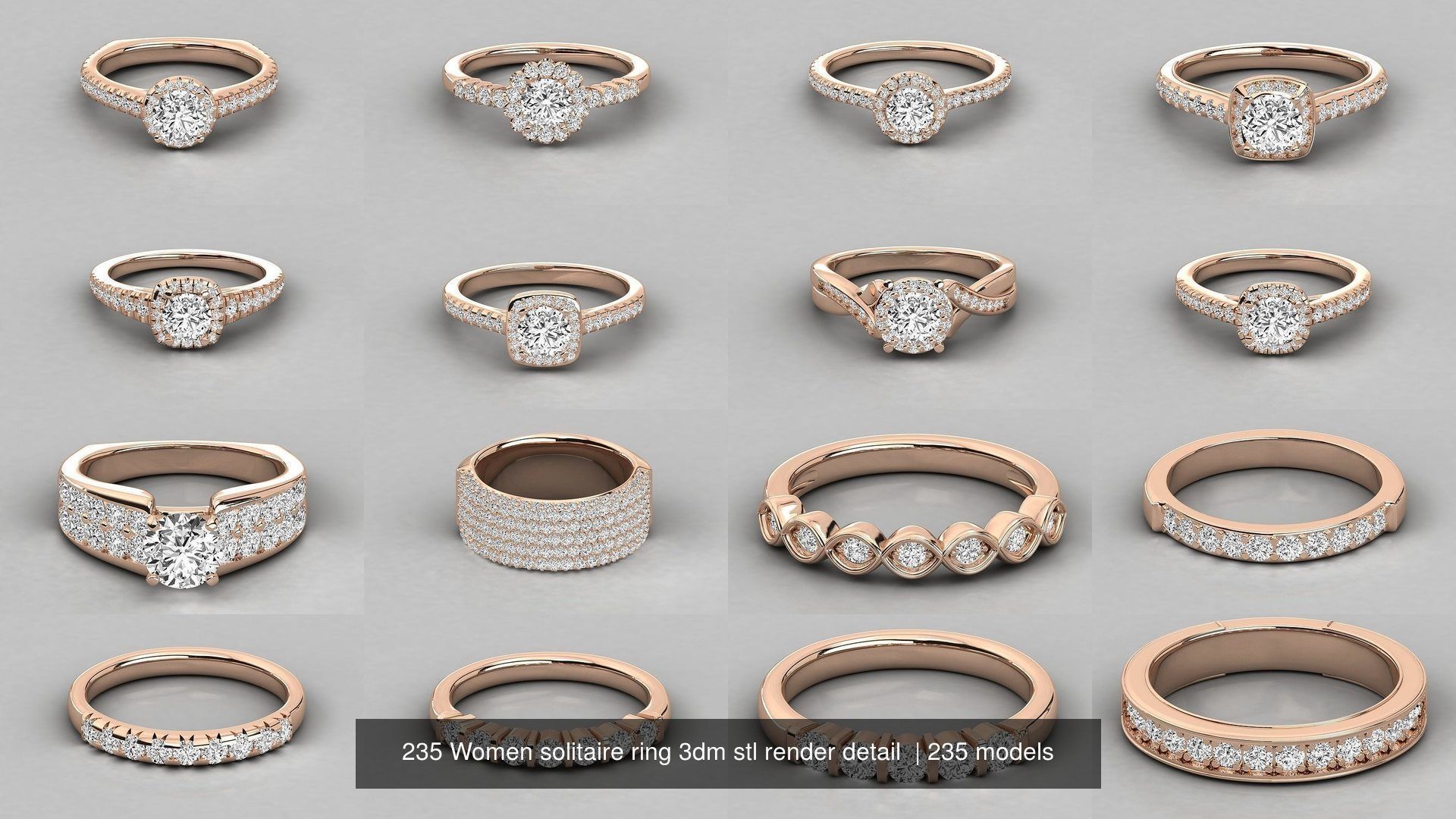 235 Women solitaire ring 3dm stl 9 render detail  3D Model Collection_44