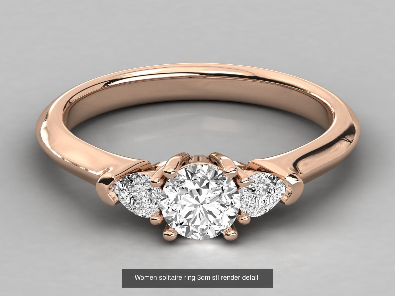 235 Women solitaire ring 3dm stl 9 render detail  3D Model Collection_76