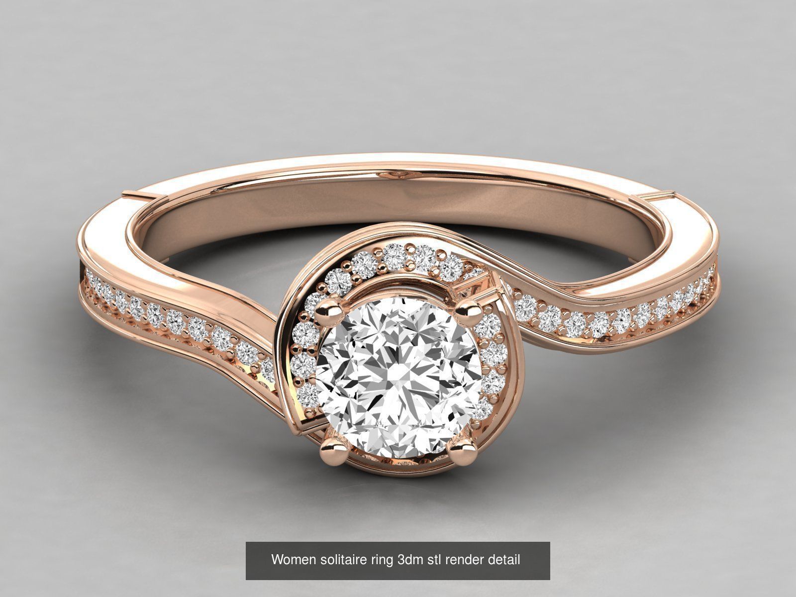 235 Women solitaire ring 3dm stl 9 render detail  3D Model Collection_133