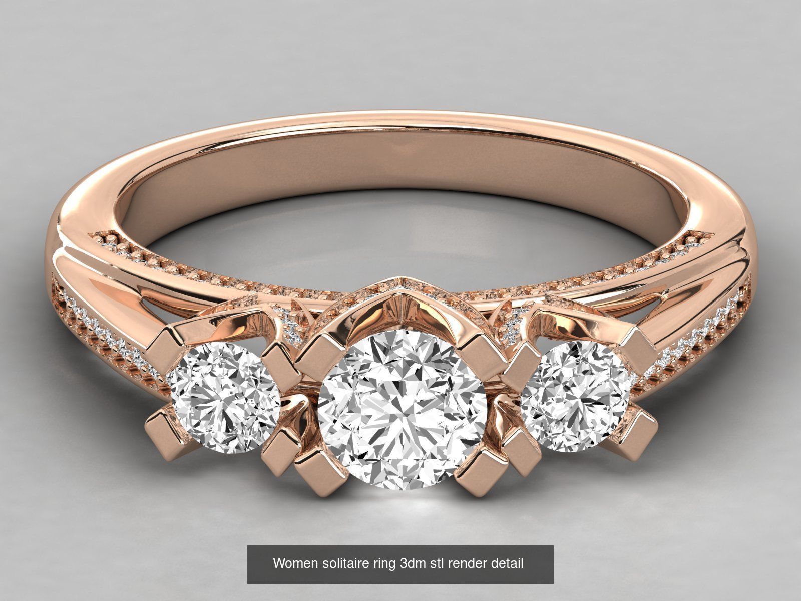 235 Women solitaire ring 3dm stl 9 render detail  3D Model Collection_71