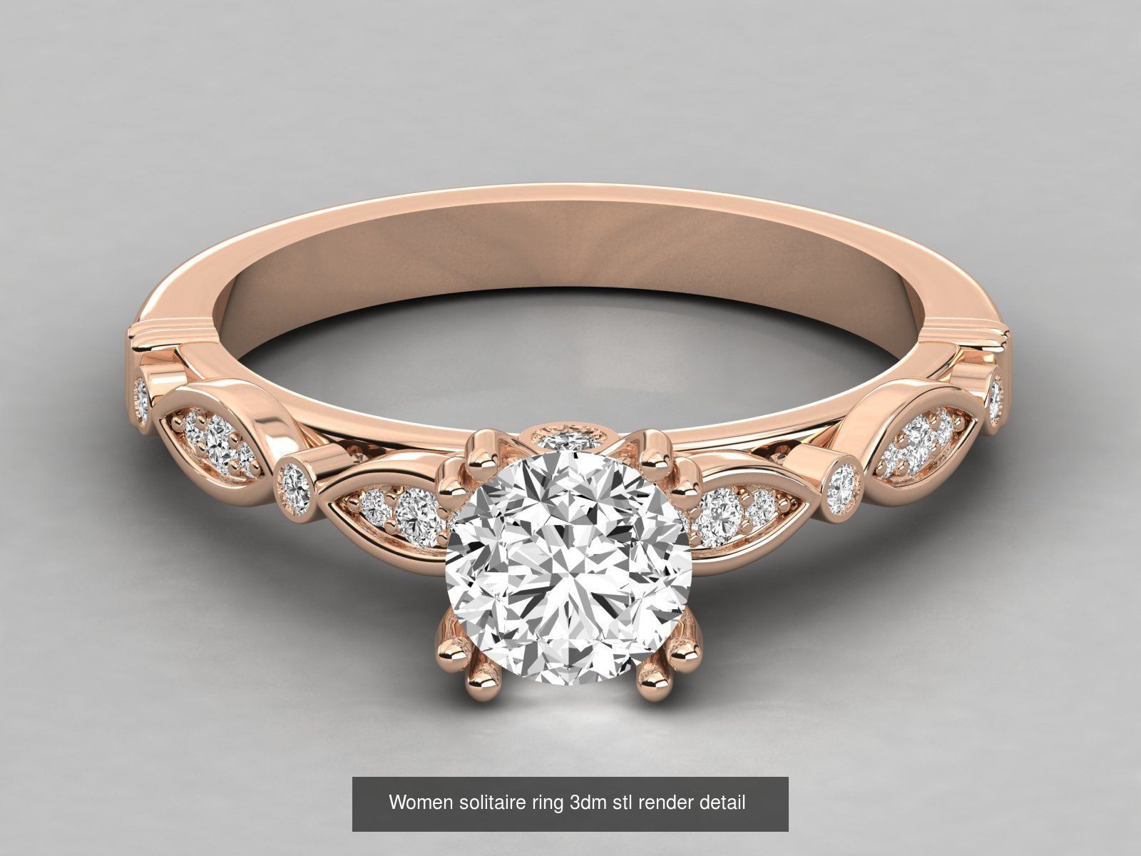 235 Women solitaire ring 3dm stl 9 render detail  3D Model Collection_208
