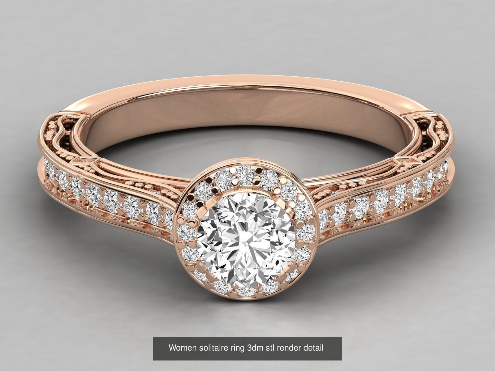 235 Women solitaire ring 3dm stl 9 render detail  3D Model Collection_202