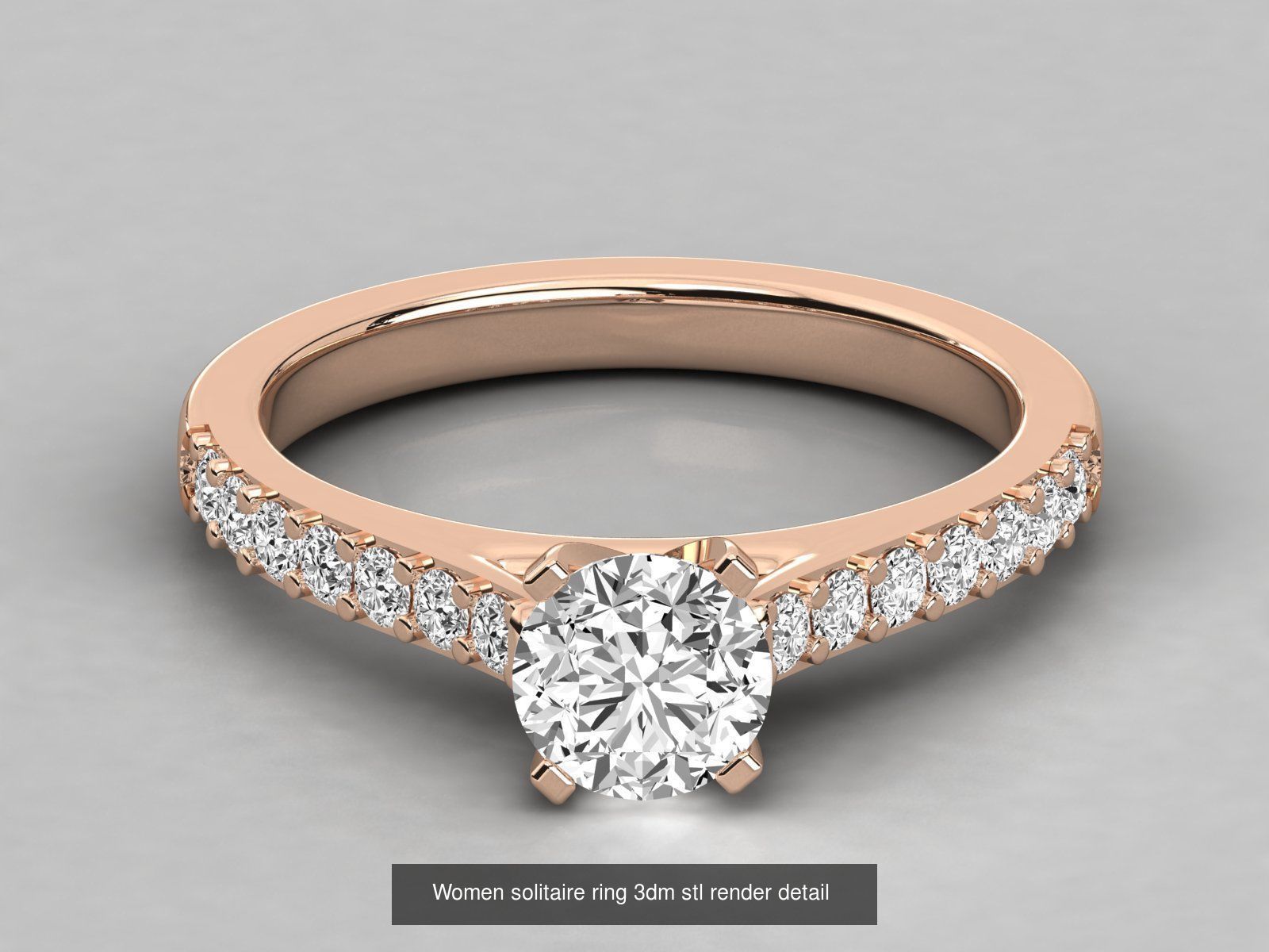 235 Women solitaire ring 3dm stl 9 render detail  3D Model Collection_60